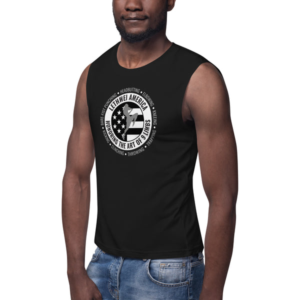 Lethwei America Round Gray Fighter Sleeveless